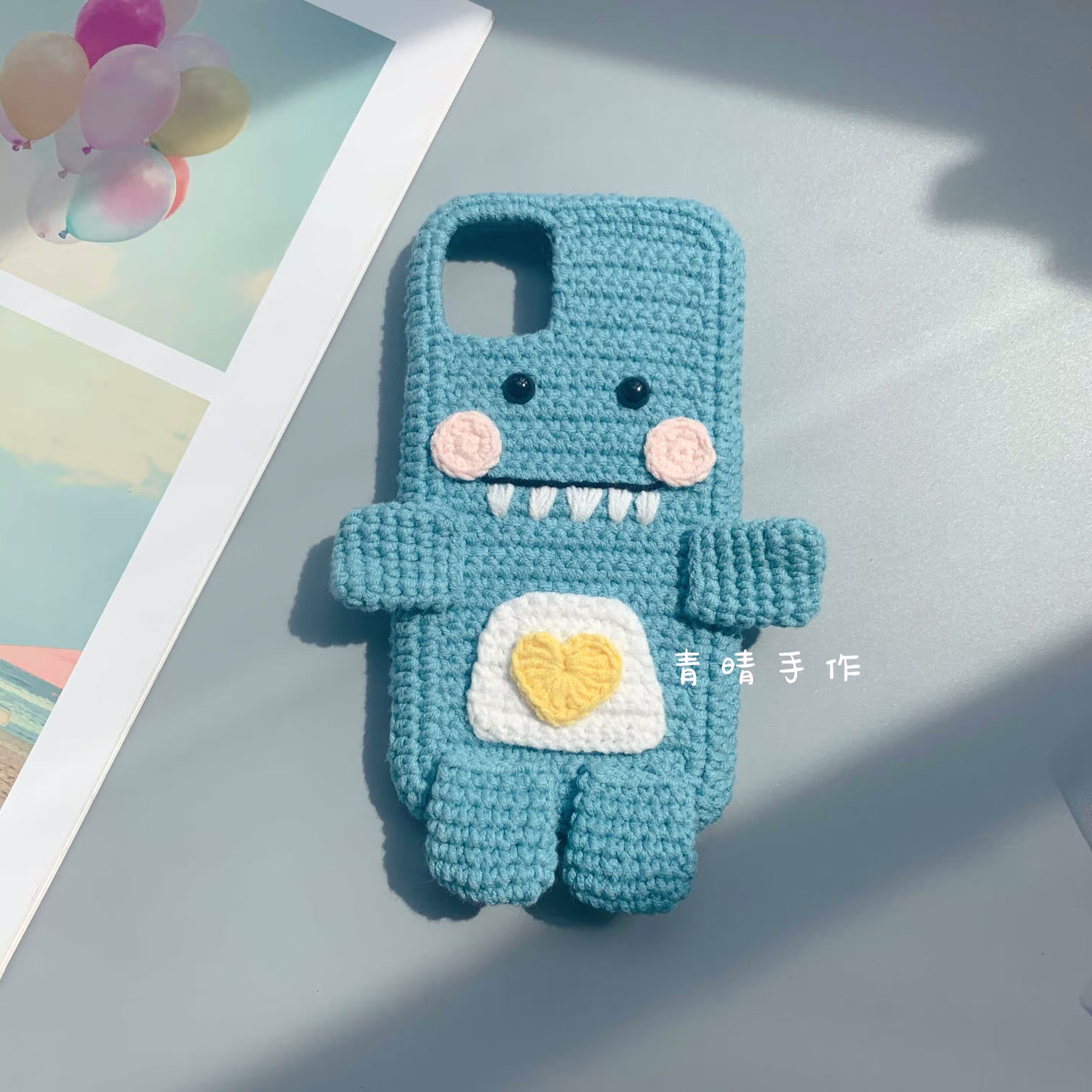 手工编织毛线手机壳 可爱小怪兽 恐龙玩偶钩针手机套小杨哥推荐