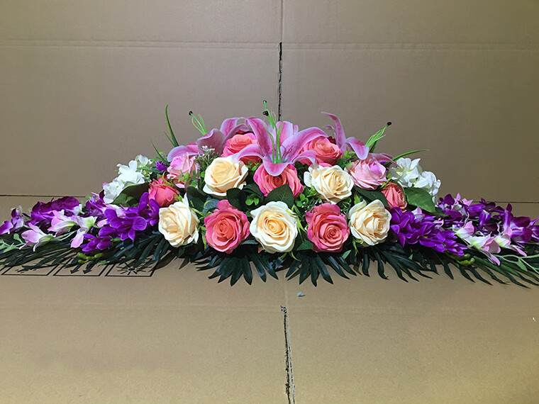 长形会议桌仿真花摆花会议桌装饰花假花绢花长款会议仿真花 长70cm