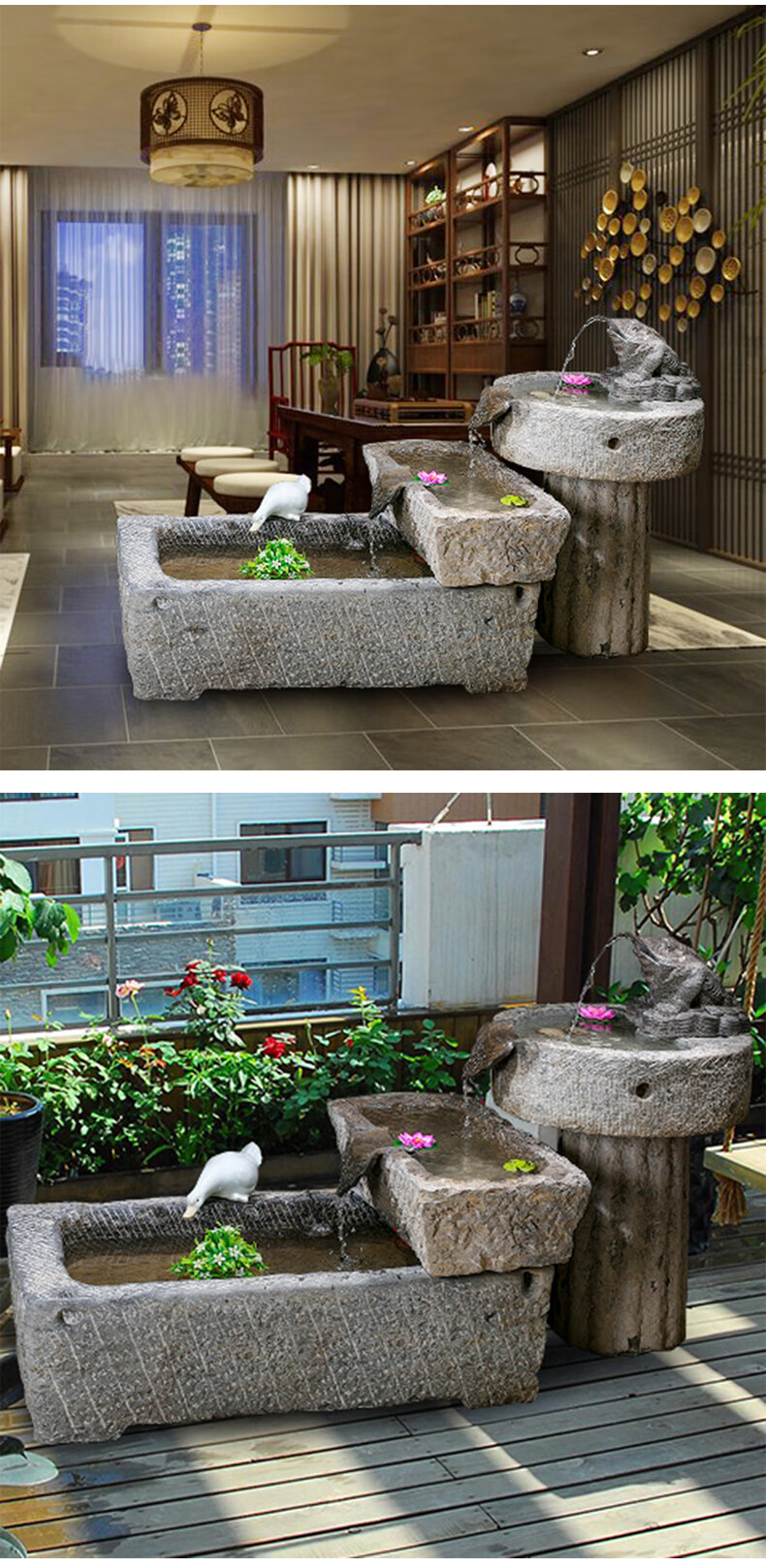 金石富景老石槽马槽牛槽流水鱼缸青石水景民宿酒店农庄室内外庭院装饰