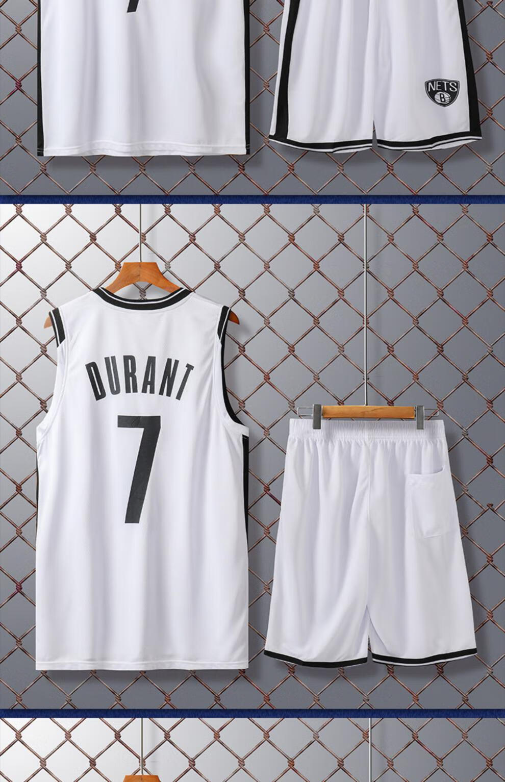 欧文球衣套装篮网城市版11号杜兰特比赛篮球服定制白色队服黑色城市版