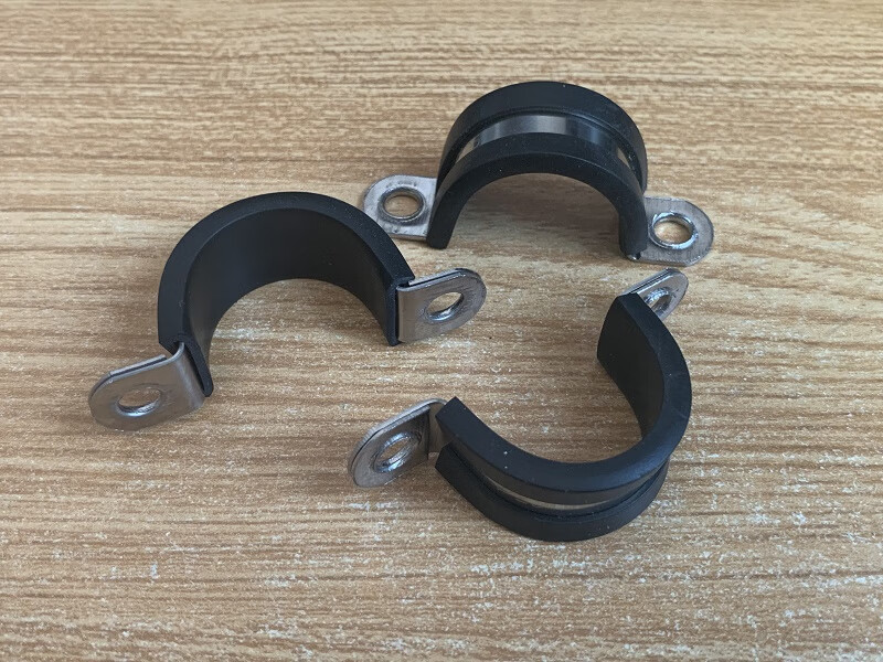 304不锈钢带胶条骑马卡u型卡f1型胶条卡箍连胶条管卡喉箍电缆固定 6mm