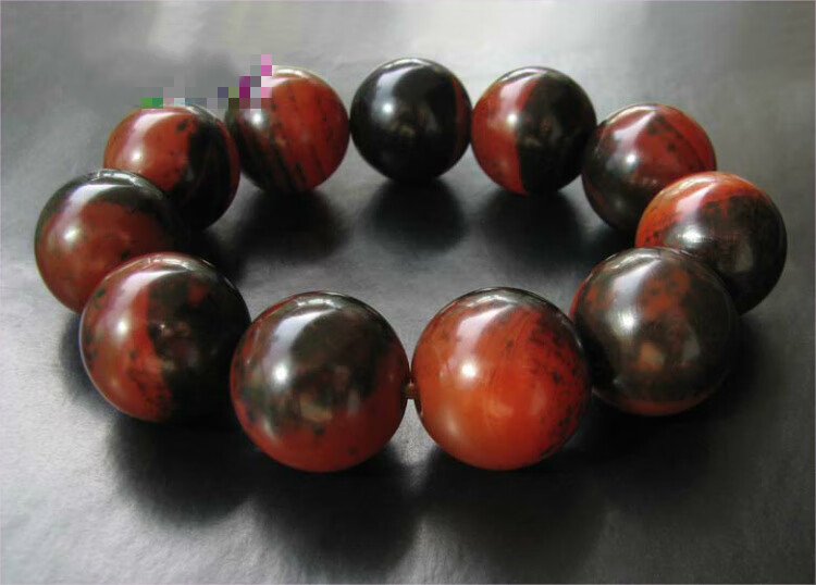 梵隅藏式老矿梦幻玉髓玛瑙血珠手链20mm20毫米虎斑款