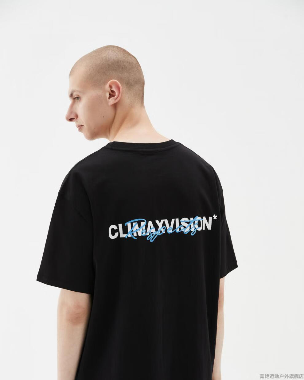 climaxvision印花logo印花简约休闲t恤短袖高街情侣tee潮牌黑白白色s