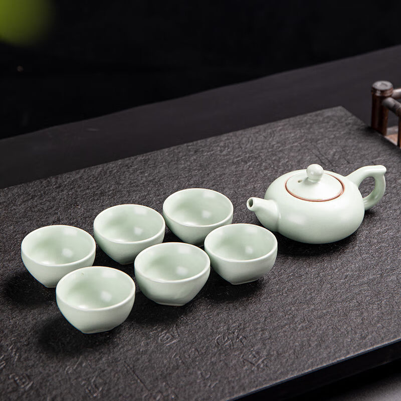 套装配件日式陶瓷茶具功夫茶具整套茶具 7头雪花素然壶(宽口杯)【图片