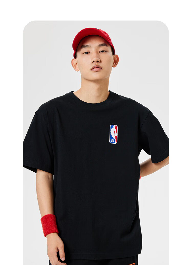 杰克琼斯nba联名logoman字母潮流运动休闲圆领短袖t恤222201028 f41