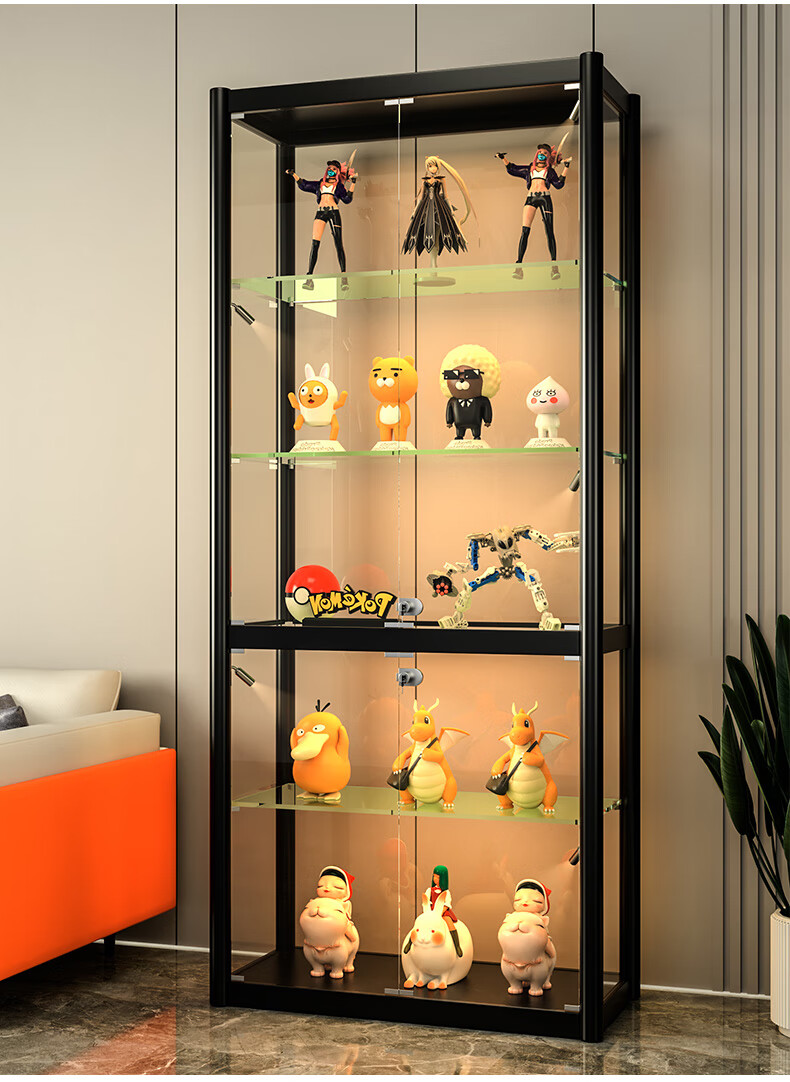手办展示柜乐高高达模型陈列柜家用奖杯玩具摆件收纳透明玻璃柜子支持