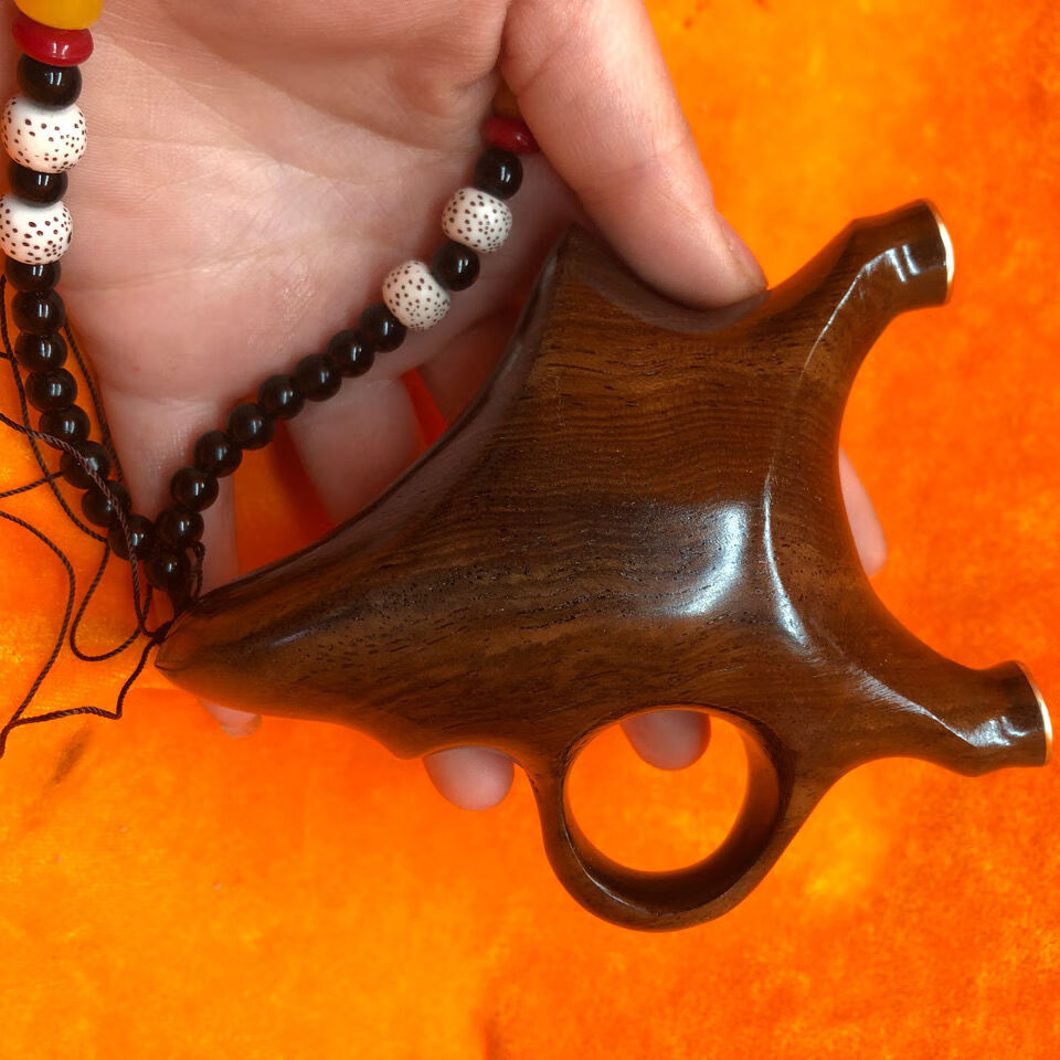 蚁族实木左右手铜头拦天雀异型黑檀密度高沉水户外扁皮弹弓指环弹弓