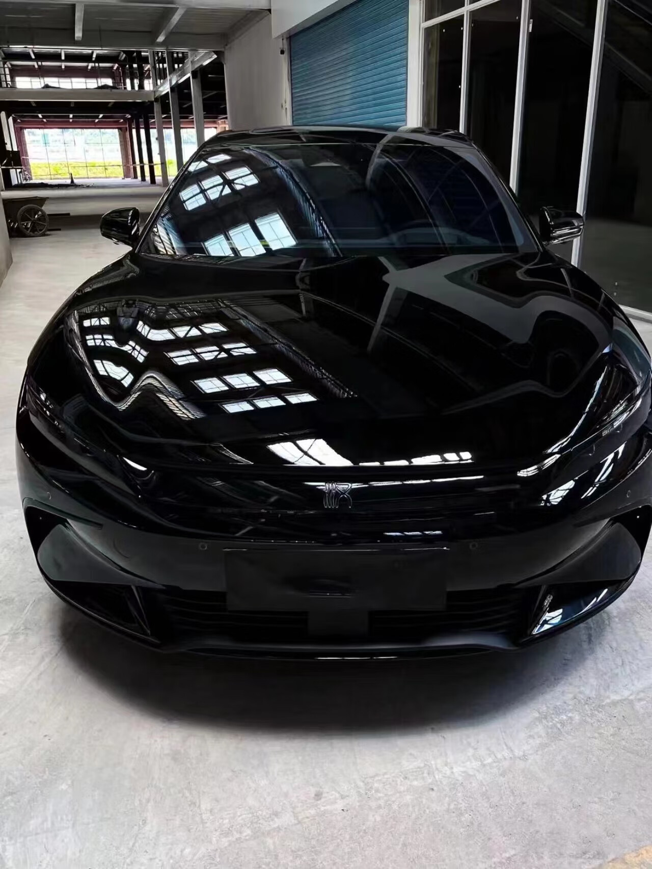 比亚迪汉ev前脸中网贴dmi改装外观贴纸中网前脸车标亮镀铬条黑化车身