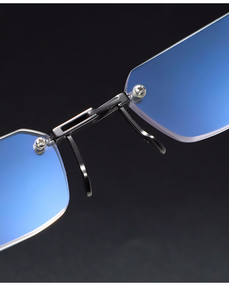 防蓝光老花镜男轻迷你无框小框折叠老化老人眼镜女伸缩镜腿枪色100度