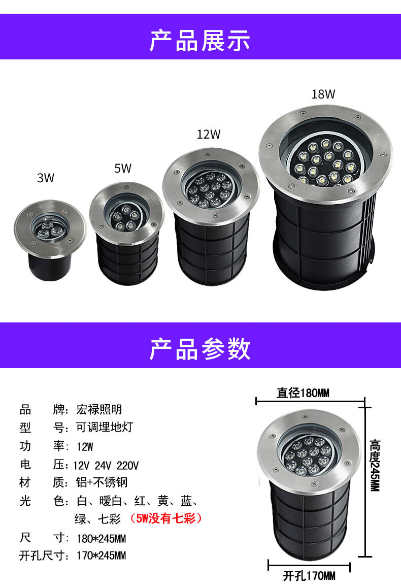 地埋灯规格参数图片