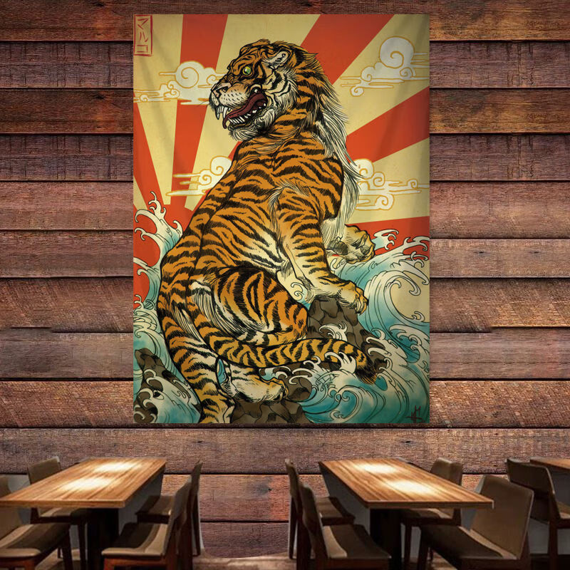 轻奢淑离(shuli)日式风格竖款挂布浮世绘挂毯纹身工作室背景布餐厅