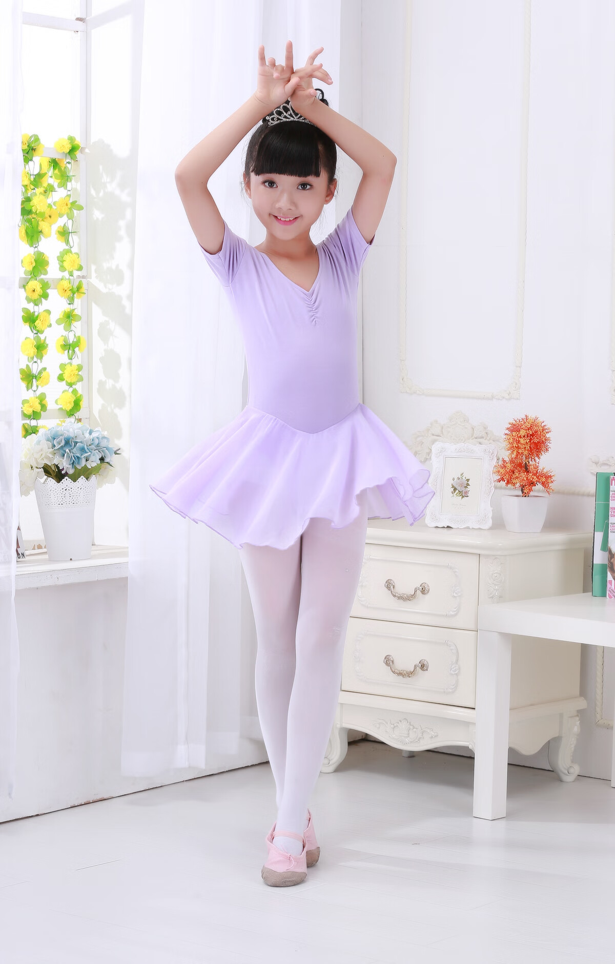新品舞蹈服夏季服装女童练功服短袖舞蹈裙幼儿芭蕾舞小孩跳舞衣服蓝色