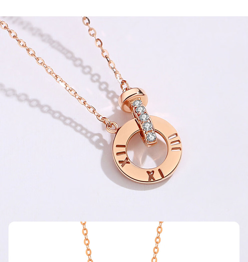 chormkewon18k金玫瑰金项链女饰品彩金钻石项链k金饰品送女友生日礼物