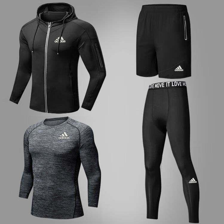 阿迪达斯 (adidas) 三叶草新品速干衣紧身衣裤健身运动服套装男跑步