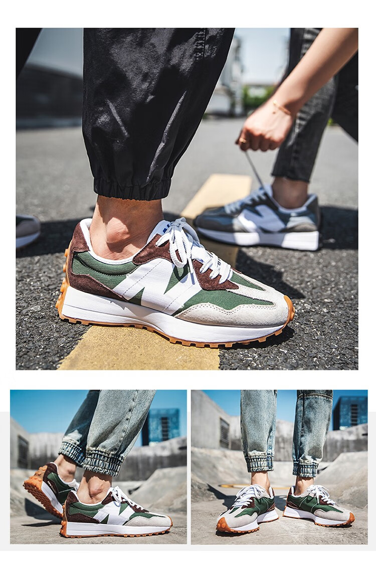 新百伦new balance小蛮腰327男鞋nb复古老爹鞋女阿甘鞋休闲运动跑 桔
