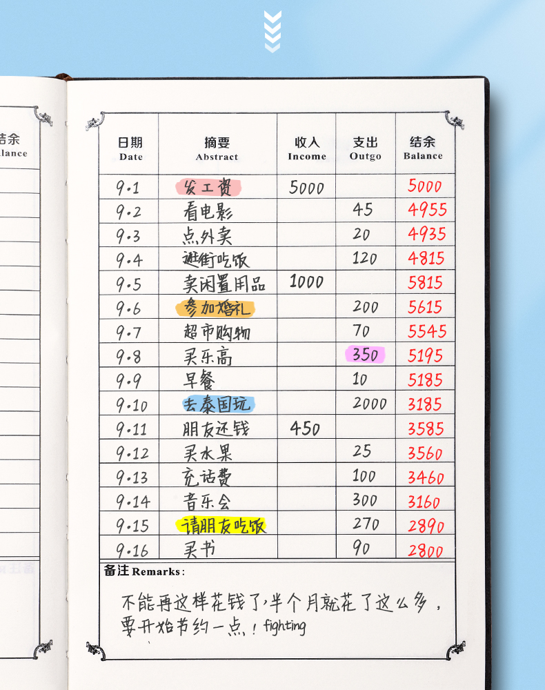 家庭理财手帐笔记本懒人现金日记账小随身日常支出记帐本店铺商用账本