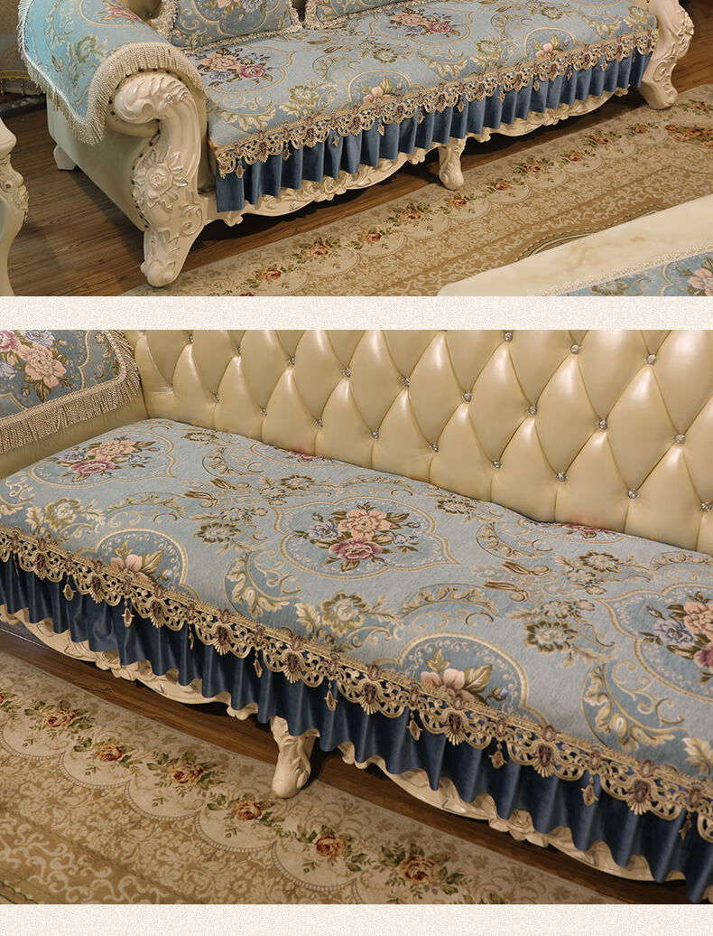 【定制】欧式沙发垫套罩四季通用春夏布艺防滑高档奢华客厅坐垫盖布巾