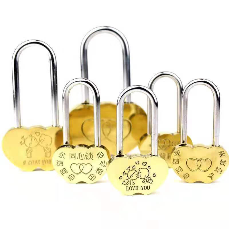 同心锁爱情锁情侣爱心锁景区寺庙许愿锁连心锁没有钥匙 天长地久 同心
