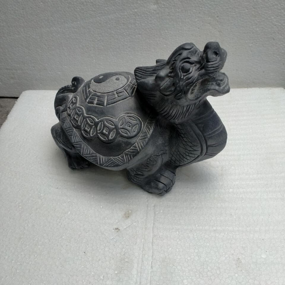 龙头龟八卦龟石雕龙头摆件青石雕刻.
