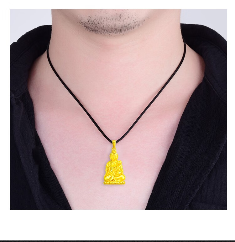 威士忌 金佛吊坠黄金本命佛女款足金阿弥陀千手观音金观音佛坠纯金佛