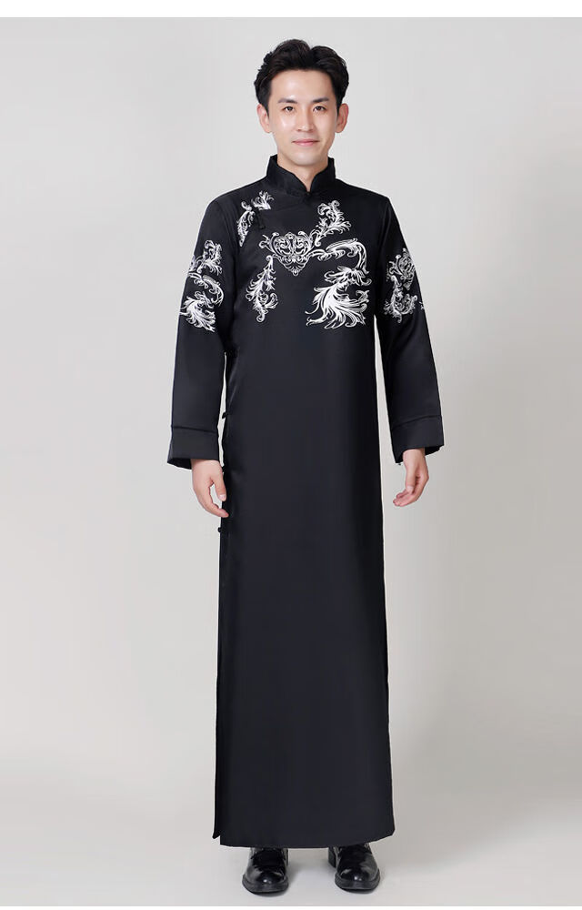 啄木鸟春秋冬季男装相声服大褂马褂长衫复古中国风唐装男合唱团班服