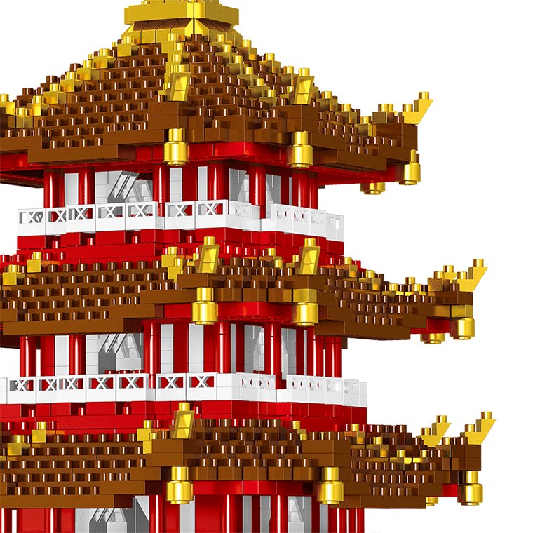 积木组装高难度微颗粒拼装玩具拼插杭州西湖雷峰塔立体拼图模型建筑