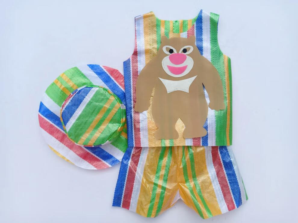 秀幼儿园手工制作衣服男童创意亲子走秀演出表演多彩小熊布迷110cm