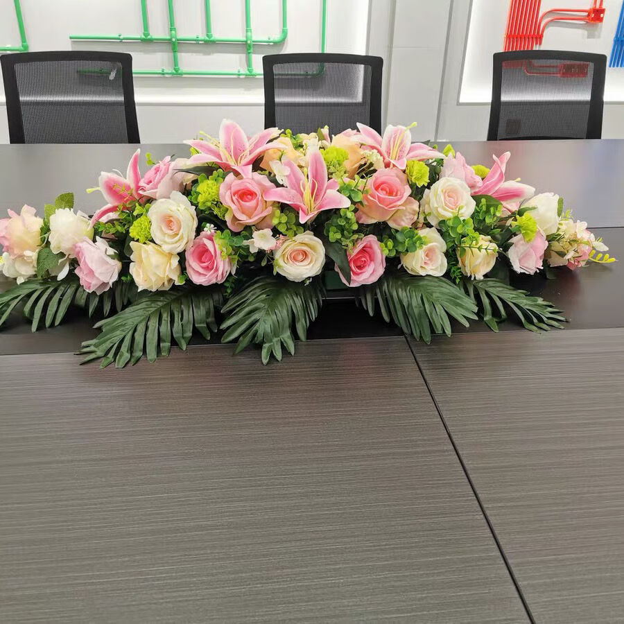 仿真花会议桌花酒店商务办公室摆设装饰花摆花塑料假花演讲前台花前程