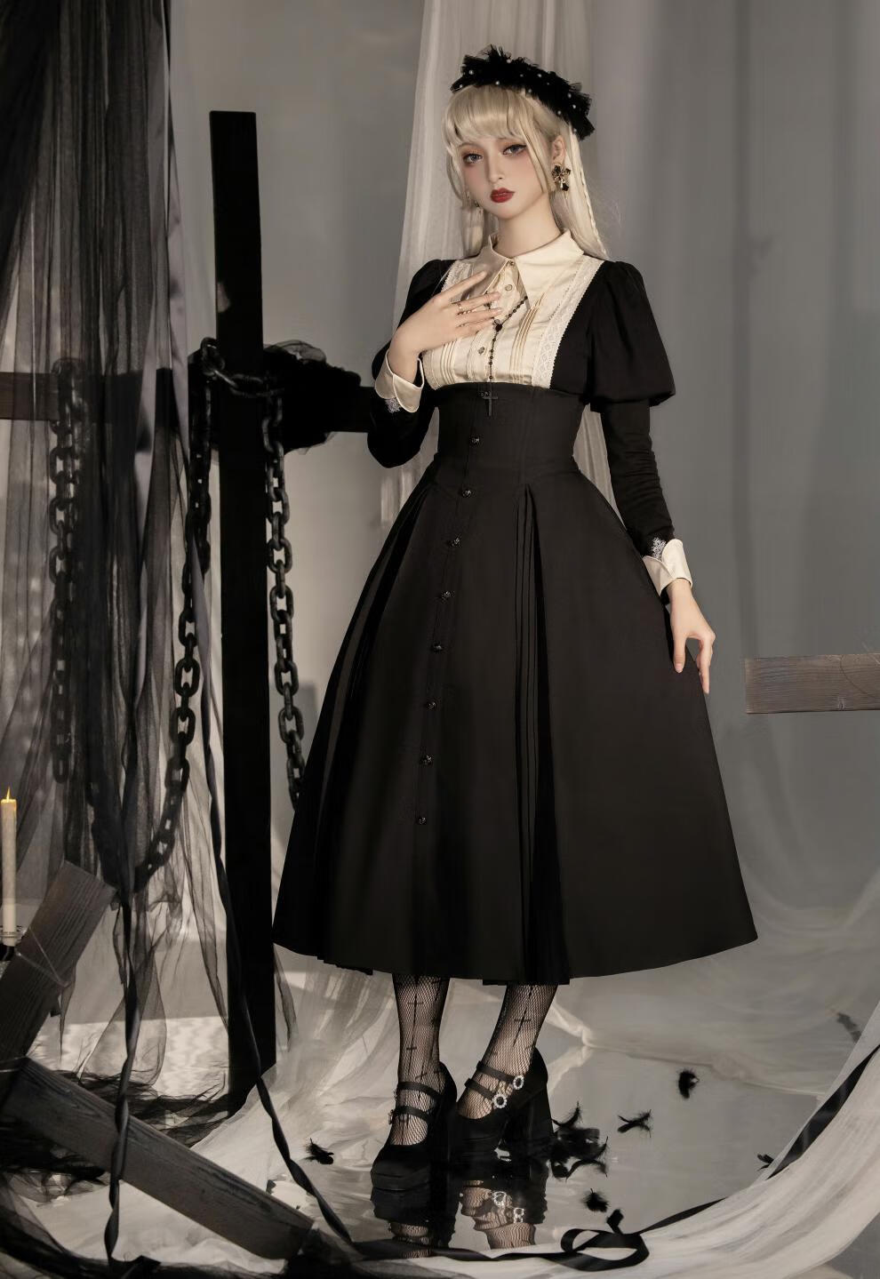 万圣节暗黑泡泡龙lolita正品优雅显瘦重工洛丽塔女仆风连衣裙秋冬 长