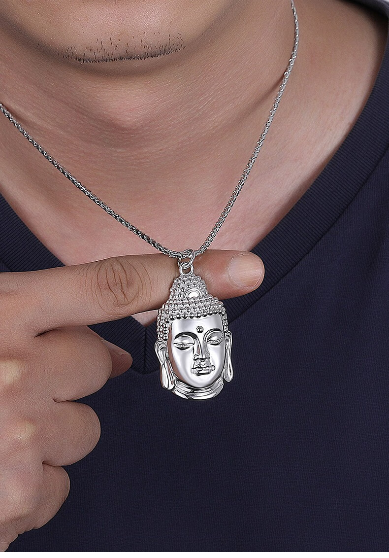 【520礼物】金妃希佊 铂金佛头吊坠男pt950白金本命年挂坠pt999如来佛