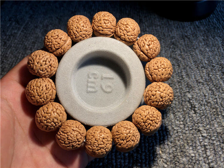 天然野生凤尾桃核手串矮桩龙鳞纹脑纹桃核手把玩件单圈男女手串链龙鳞