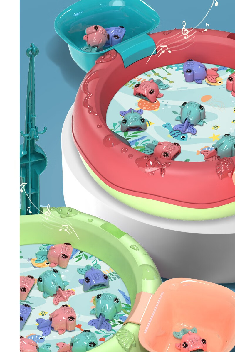 甜甜圈灯光音乐电动仿真钓鱼玩具儿童启蒙早教动脑亲子互动游戏小男孩