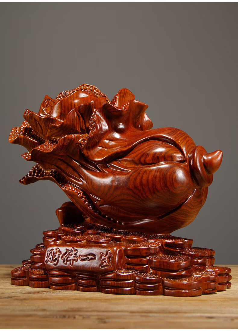 木雕白菜摆件实木家居客厅电视柜玄关装饰红木工艺品开业礼品 精雕财