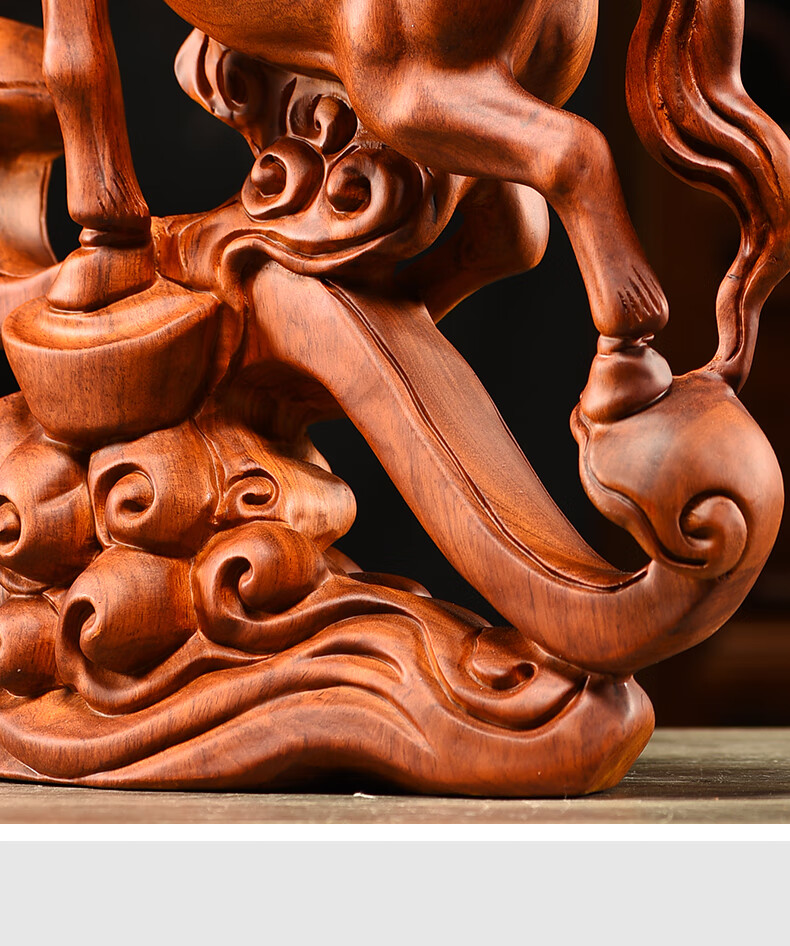晨林之歌实木雕刻马摆件工艺品木头马花梨木客厅装饰品家居办公桌摆设