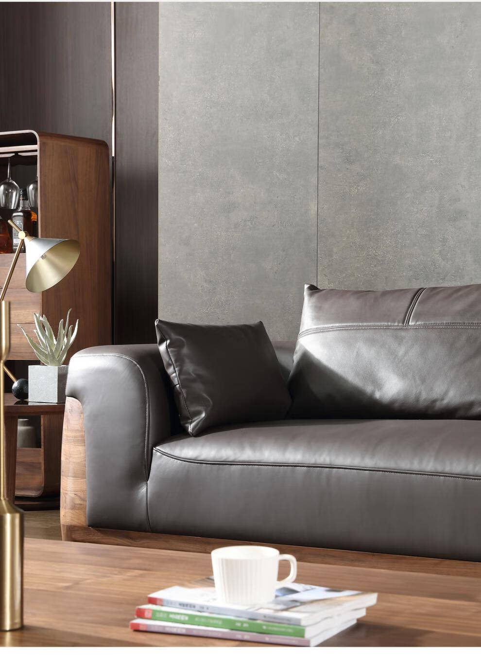 佳时尚黑胡桃木实木沙发组合北美黑胡桃木客厅沙发组合意式北欧原木