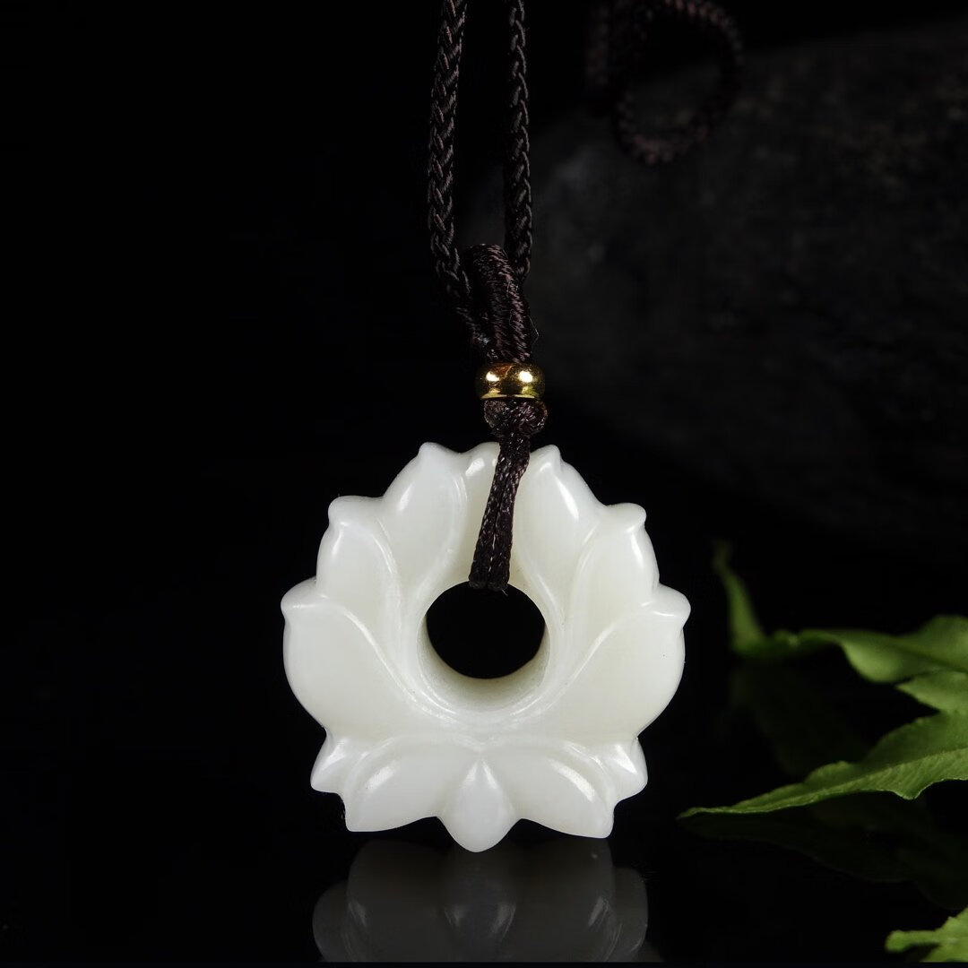 k&k 宝钰可刻字定制新疆和田玉雕花平安扣支持复检赠送证书盒子 回纹