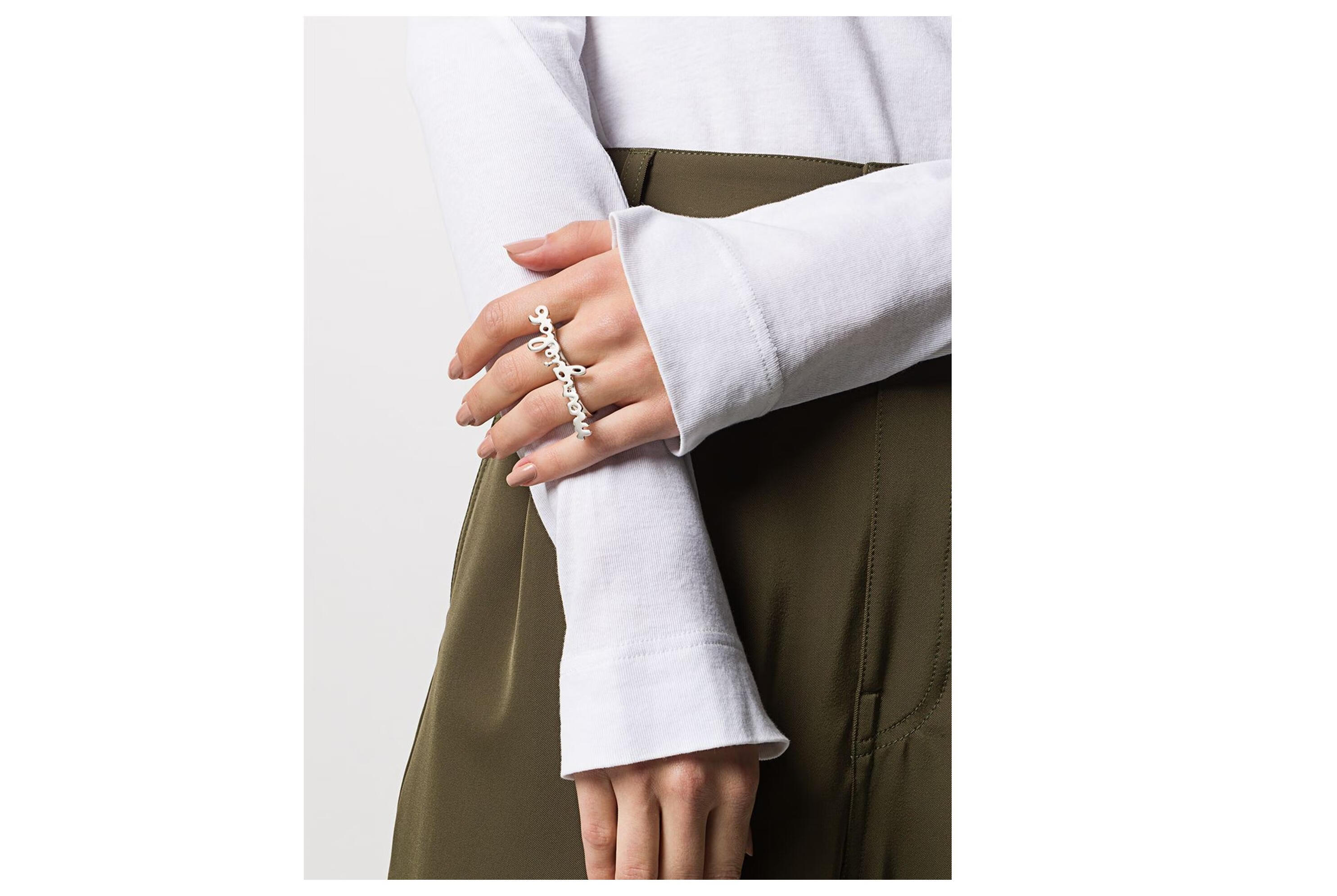 mm6 maison margiela 女士 经典双环戒指 银色 eu52【图片 价格 品牌