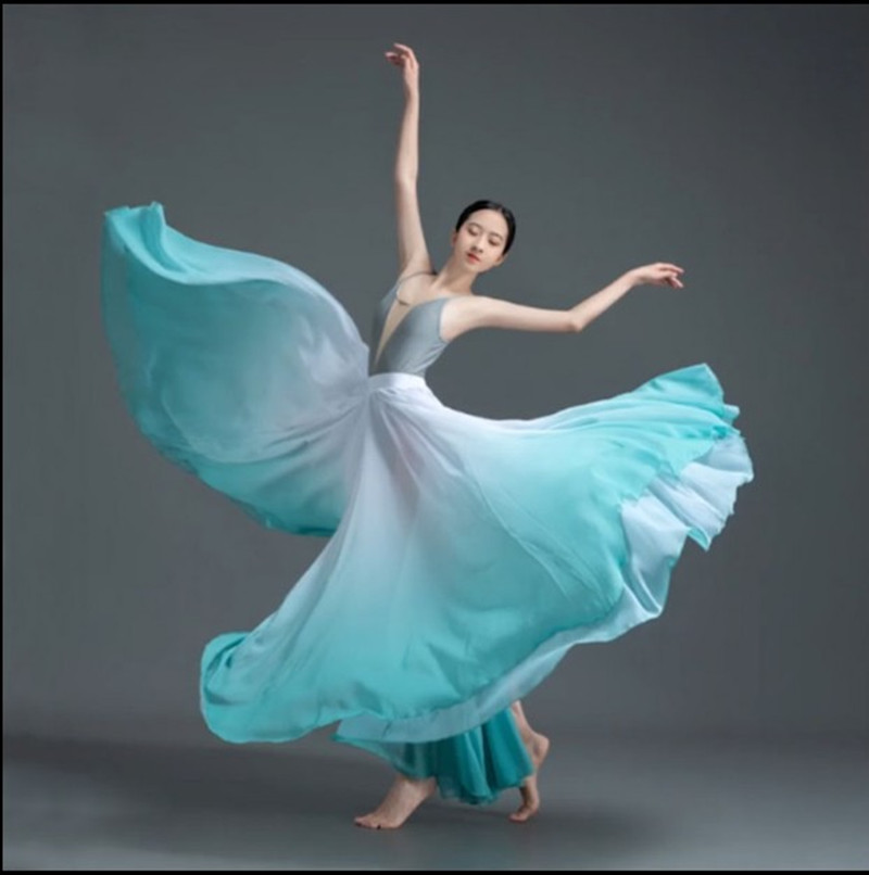 新疆舞裙半身大摆裙现代舞摄影写真舞蹈服古典舞720度大摆舞蹈裙飘逸