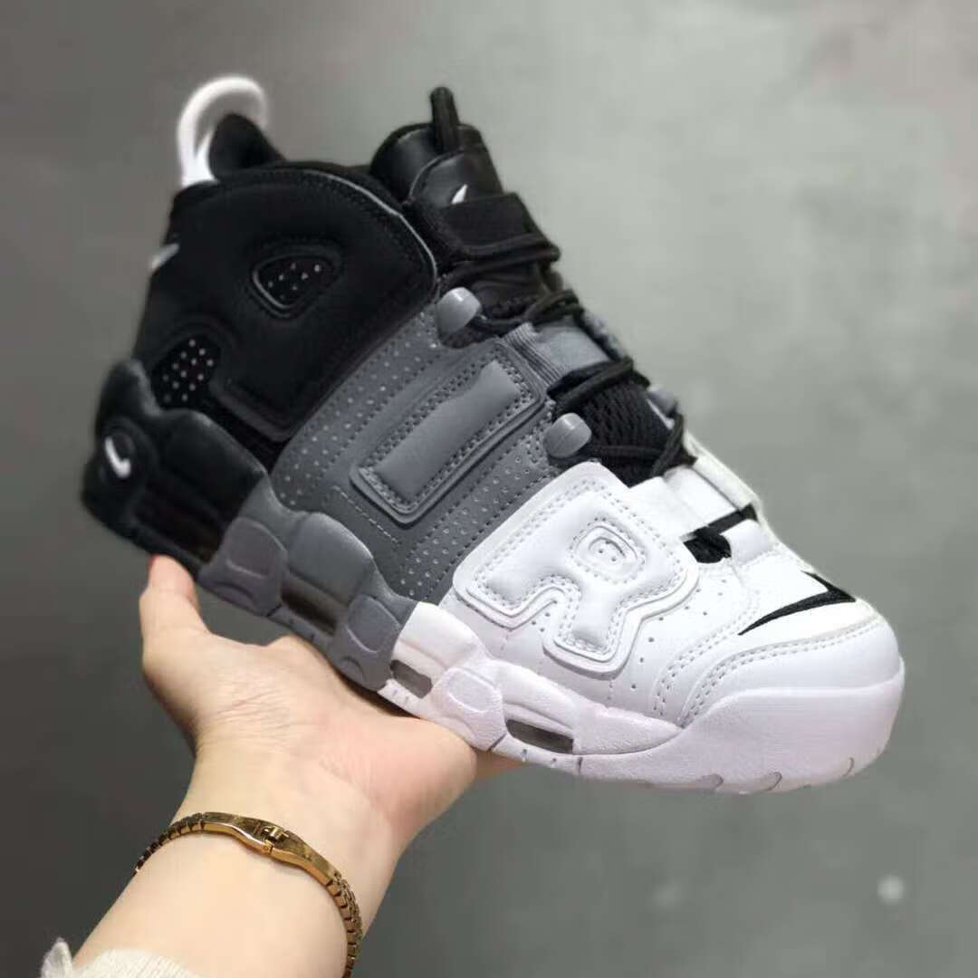 皮蓬大air尼克斯篮球鞋牛仔情侣气垫熊猫跑步鞋 黑白灰 40 带图3