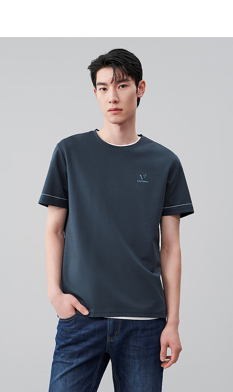 hla海澜之家短袖t恤男22夏季新品短袖男易打理轻盈柔软立体印花清爽