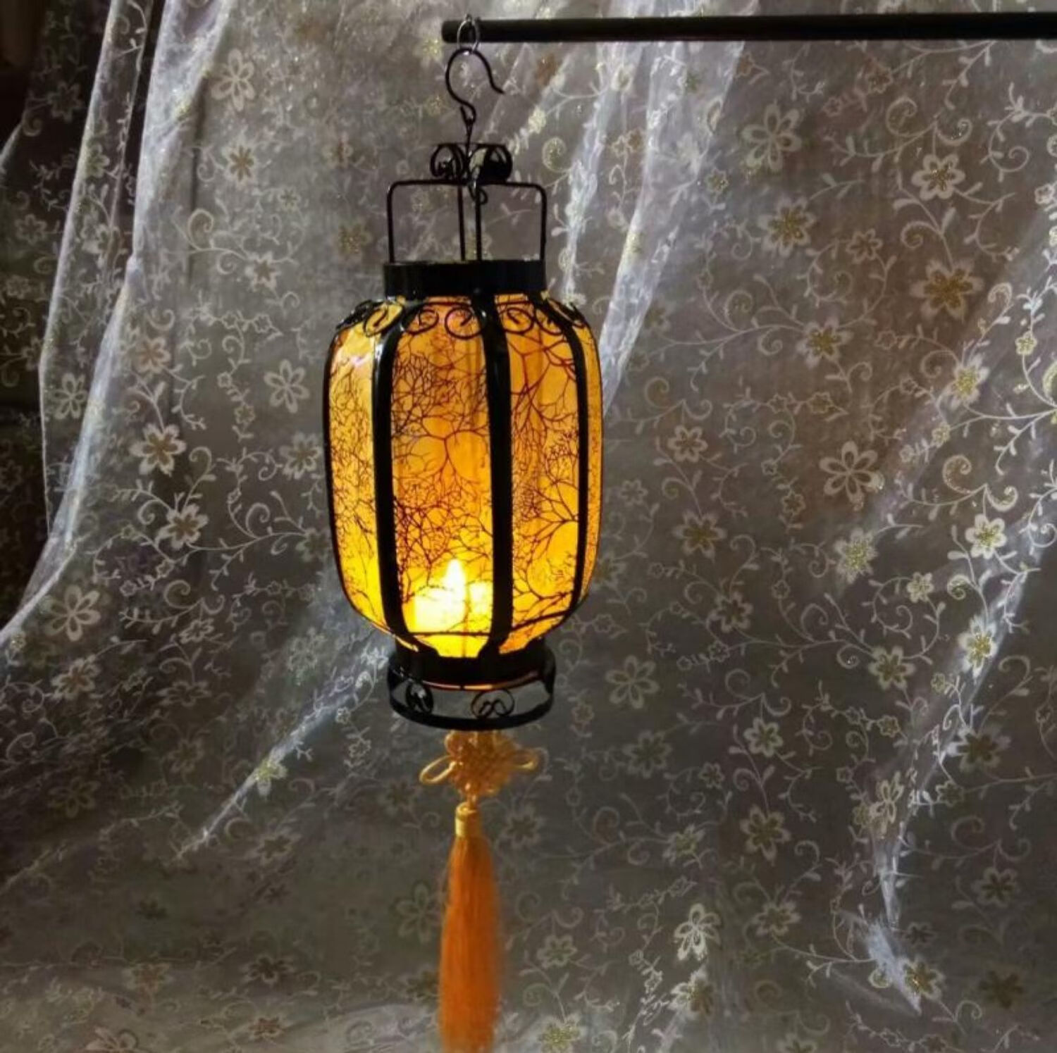 仿古手提小灯笼汉服古装婚庆拍摄道具新年中秋节日装饰古风宫灯玫红色