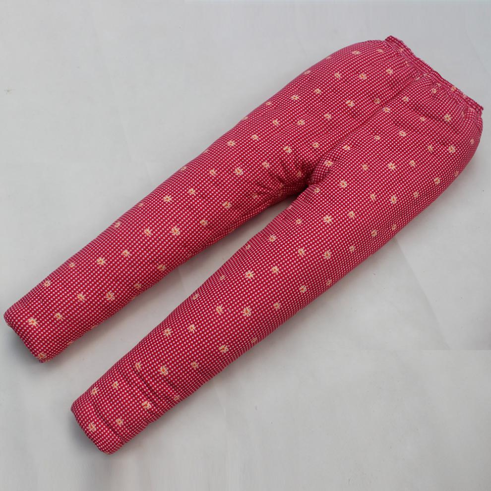 棉花手工棉裤女冬季加厚高腰保暖内穿裤子中老年人妈妈居家冬天 红底