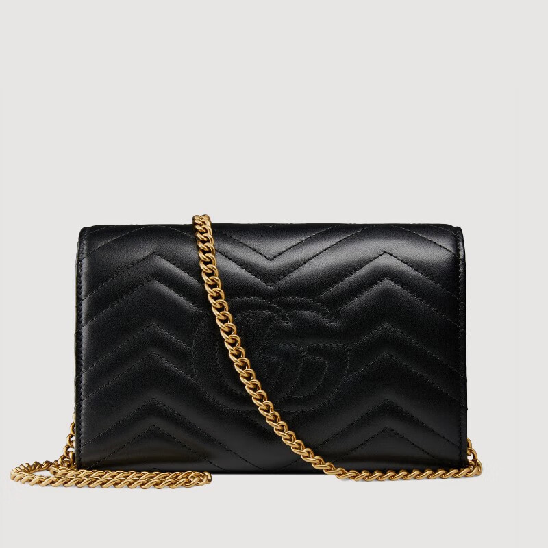 古驰(gucci) 女包 女士gg marmont系列双g标皮革单肩链条包斜挎包