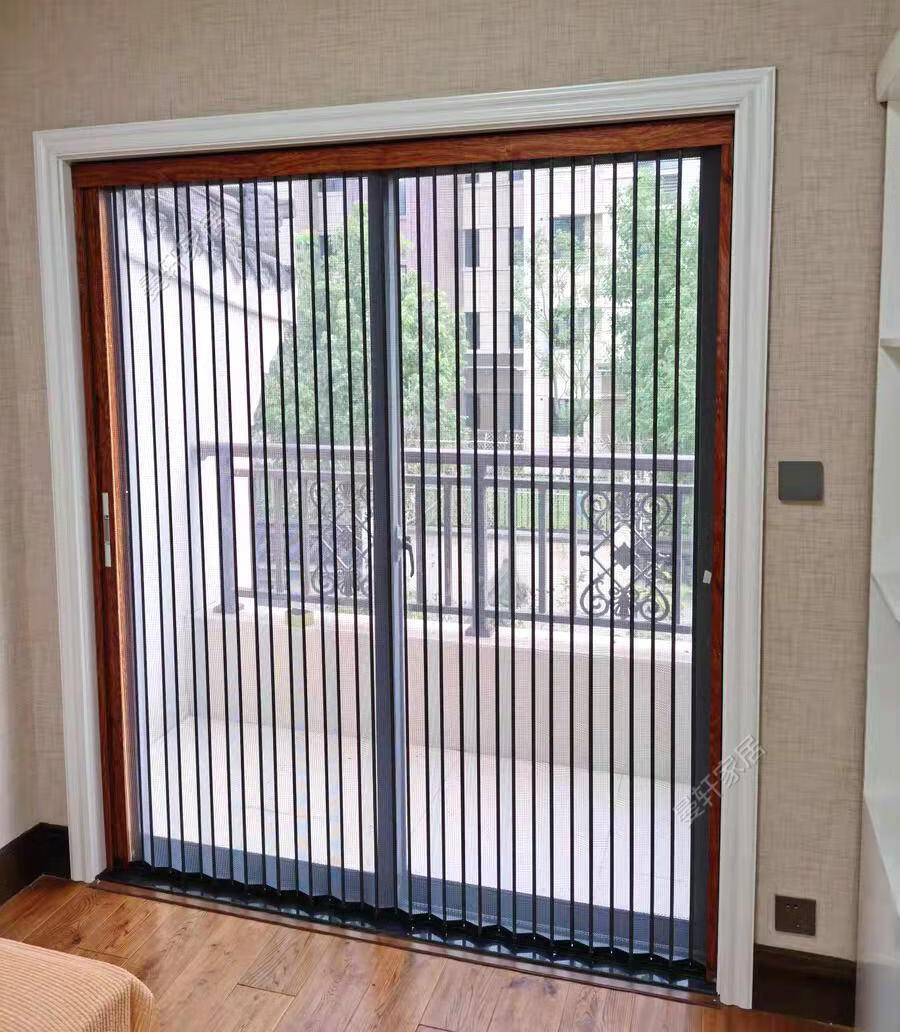 金刚网隐形折叠带锁纱门风琴式伸缩防盗防蚊防鼠铝合金推拉纱窗门低轨