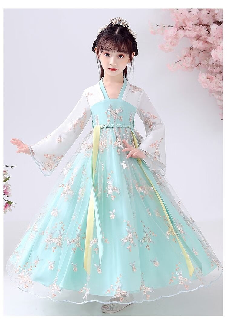 儿童汉服女童春夏季超仙连衣裙古装衣服中国风儿童套装古代仙女裙红色