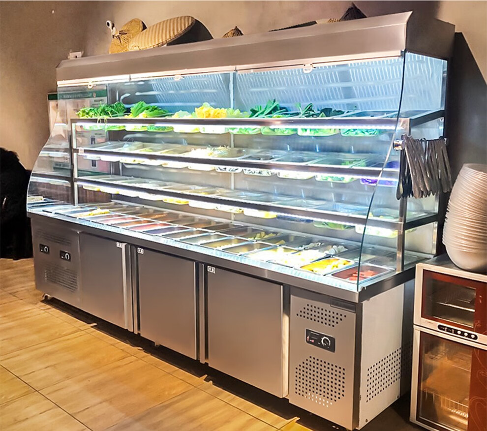 乐创lecon麻辣烫展示柜冷藏冷冻冰箱商用保鲜柜点菜柜串串设备风幕柜