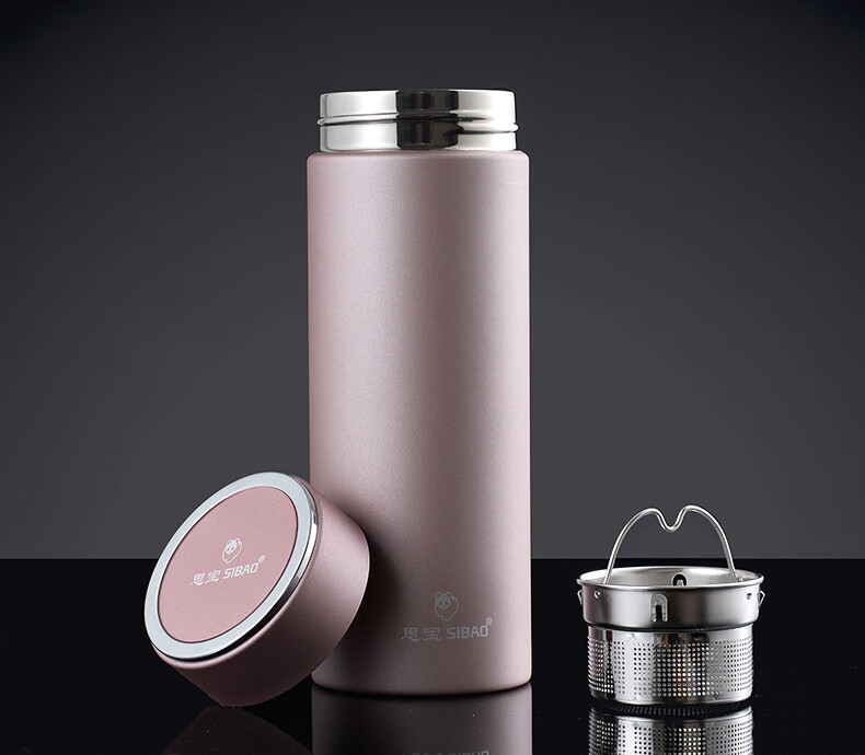 思宝保温杯男女士商务泡茶便携水杯简约车载茶杯304不锈钢杯子星空灰