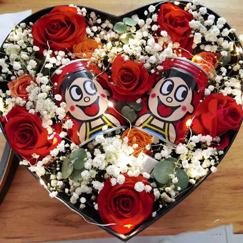 抖音网红创意礼物送男士女友旺仔牛奶鲜花礼盒玫瑰花成品鲜花速递10颗