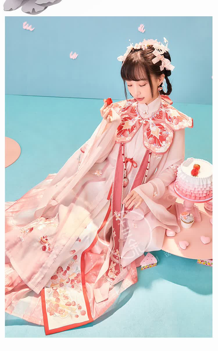 【十三余 小豆蔻儿】[兔兔草莓]立领直襟长衫云肩百迭裙汉服女 立领直