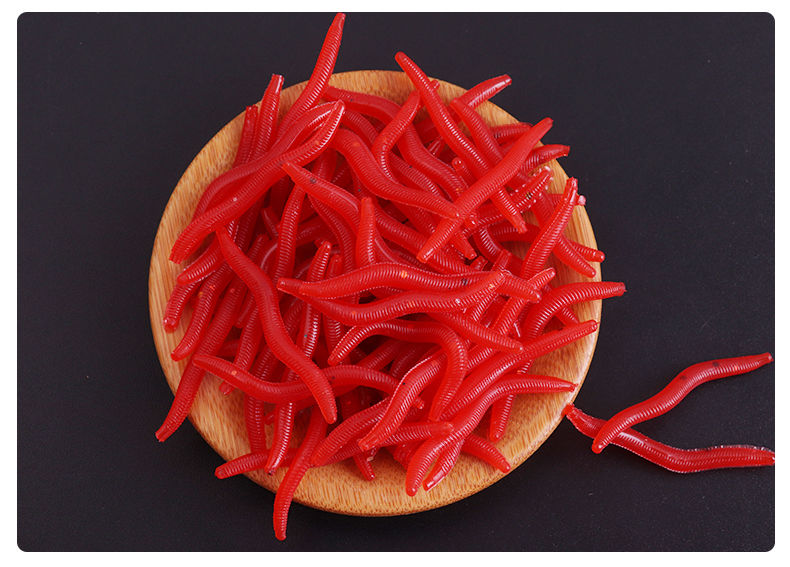 假蚯蚓腥味红虫仿生鱼饵红色软饵路亚饵通杀鱼饵红虫饵料黑坑鱼食